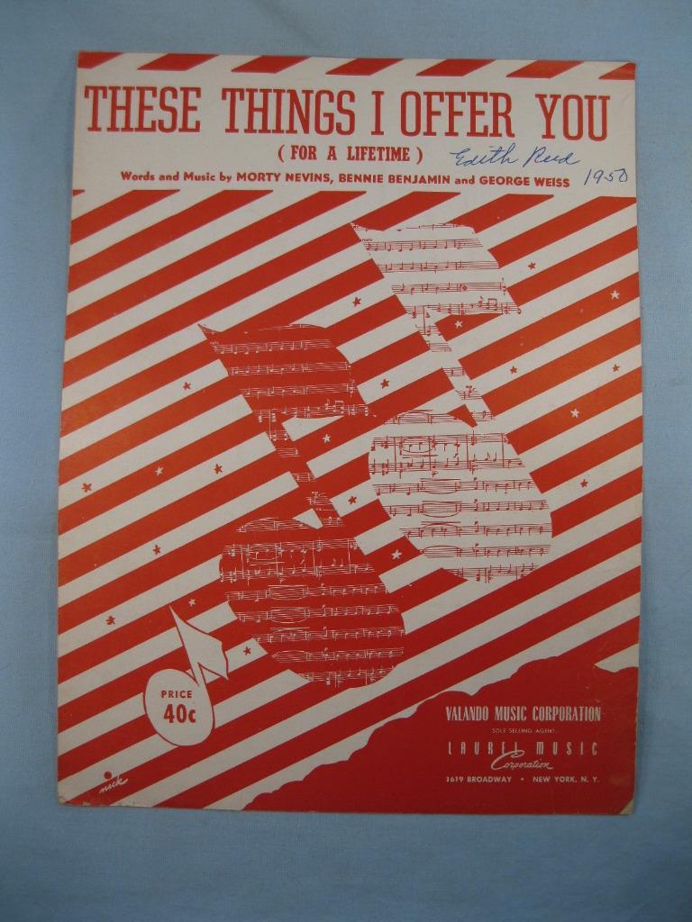 These Things I Offer You For A Lifetime Sheet Music Vintage 1951 