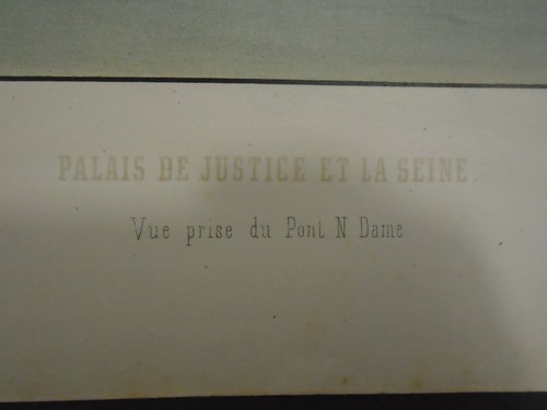 ANTICA LITOGRAFIA ORIGINALE PALAIS DE JUSTICE ET LA SEINE 13 5/8" X 19 5/8" - Foto 4 di 6
