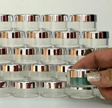 Cosmetic Jar Plastic Beauty Lip Balm Container 10 Gram Ml Silver Trim Lid(5)3011