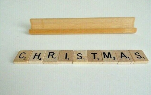 Vintage Scrabble Board Game Tiles spelling out CHRISTMAS with Tray - Picture 2 of 2