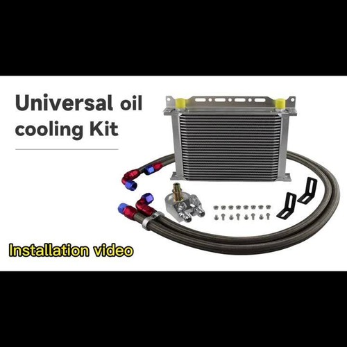 10 Row AN10 Engine Oil Cooler Kit + Oil Filter Relocation Adapter + Bracket BK - Video 1 of 1
