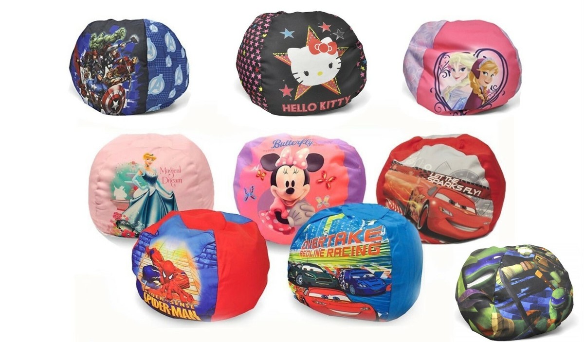 Disney Character Kids Round Bean Bag Chair Toddlers, Filled in - Main Image