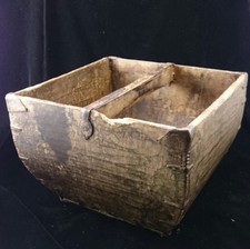 ANTIQUE Large ASIAN CHINESE Wood Rice Grain HARVEST BUCKET Basket with Handle