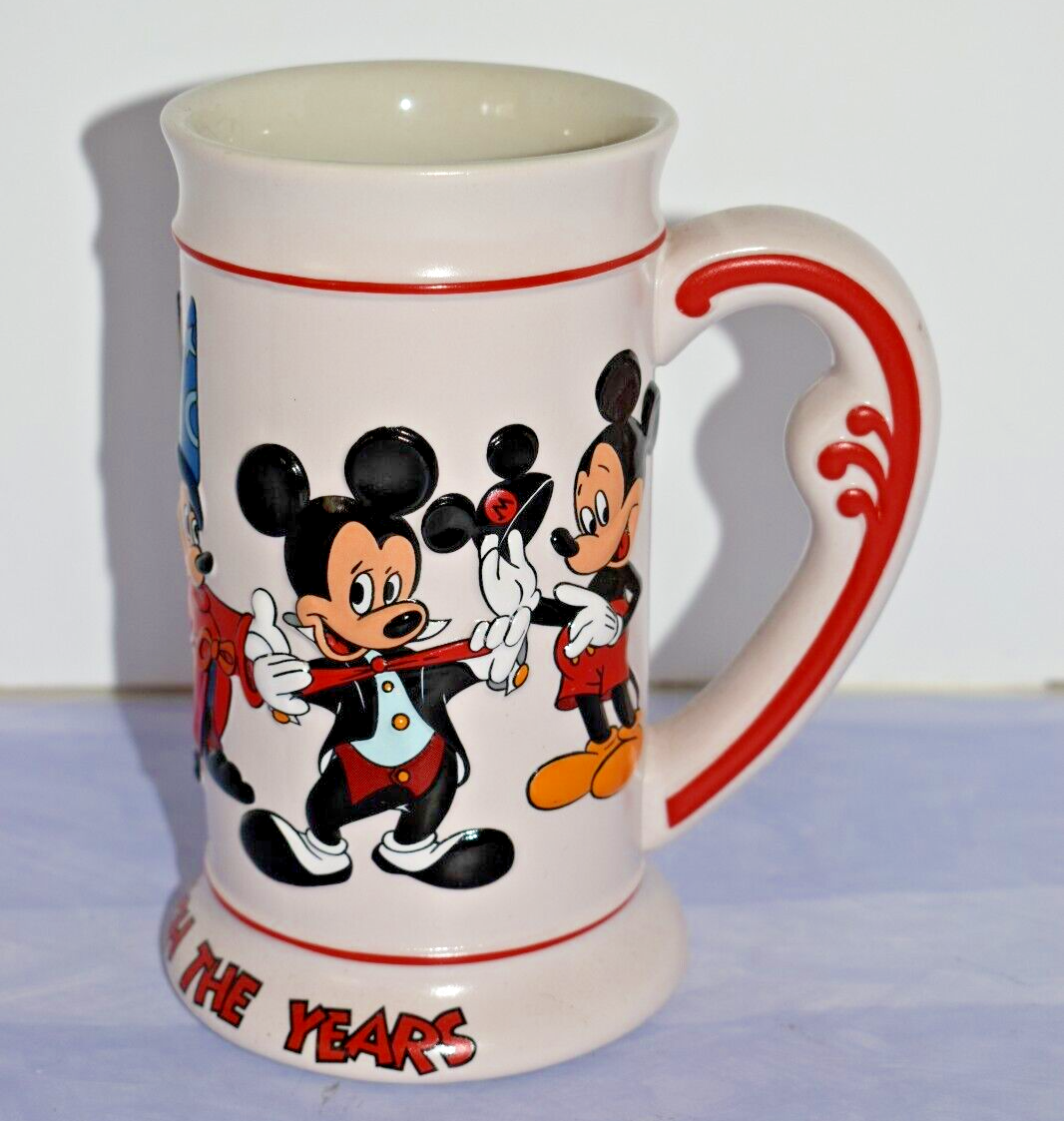 MICKEY THROUGH THE YEARS Vintage 3D White Disneyland Beer Stein Mug eBay