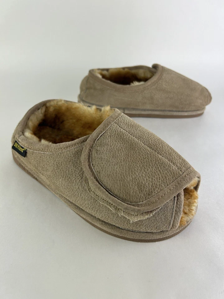 Old Friend Sherpa Slippers Women’s 8- 9 Chestnut Suede Open Toe Step In Footwear - Image 2 of 4