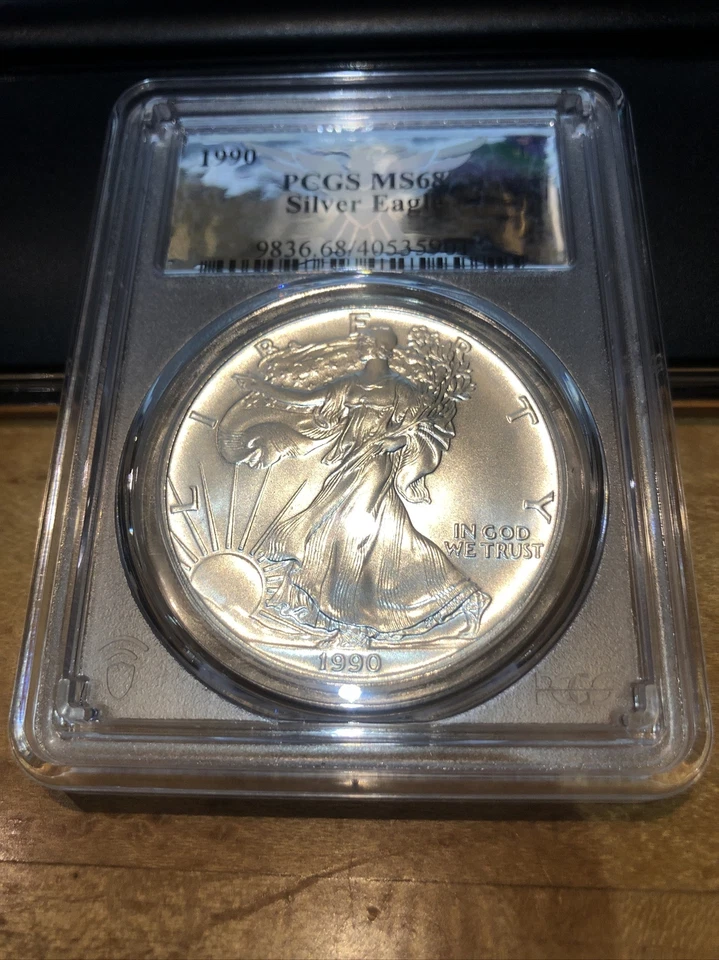 1990 Silver Eagle Bullion US Mint Graded MS 68 PCGS SPECIAL EAGLE Holder!!!!!!!! - Image 2 of 4