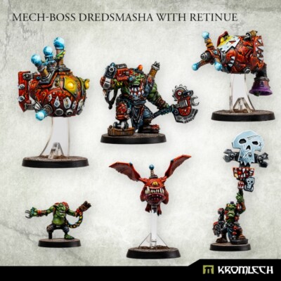 Big Mek Kustom Force Field Warboss Kromlech Mech-Boss Dredsmasha with Retinue