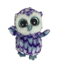 Ty Beanie Boos 6  Oscar Owl Bean Bag Plush Blue Purple Sparkle Glitter Toy Gift