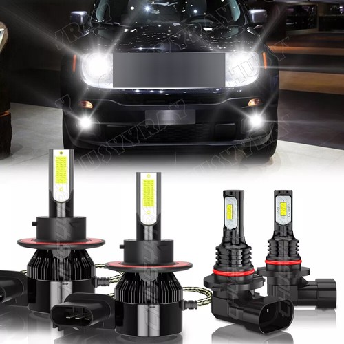 CHUSYYRAY 4-Piece LED Headlight Hi/Lo + Fog Light Combo Kit For Jeep Liberty 2008-2012 – 6000K, IP67