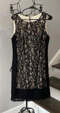 Nine West Women's Lace Champagne Black Dress Size 8 NWT