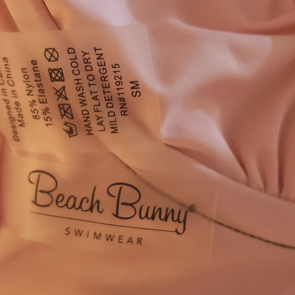 Top de bikini Beach Bunny rosa púrpura corte bajo elástico forrado talla pequeña Foto 4 de 4