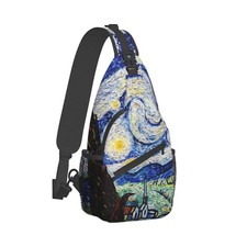 GTEVUTS Starry Painting Night Blue Sling Backpack, Fashion Casual Crossbody C...