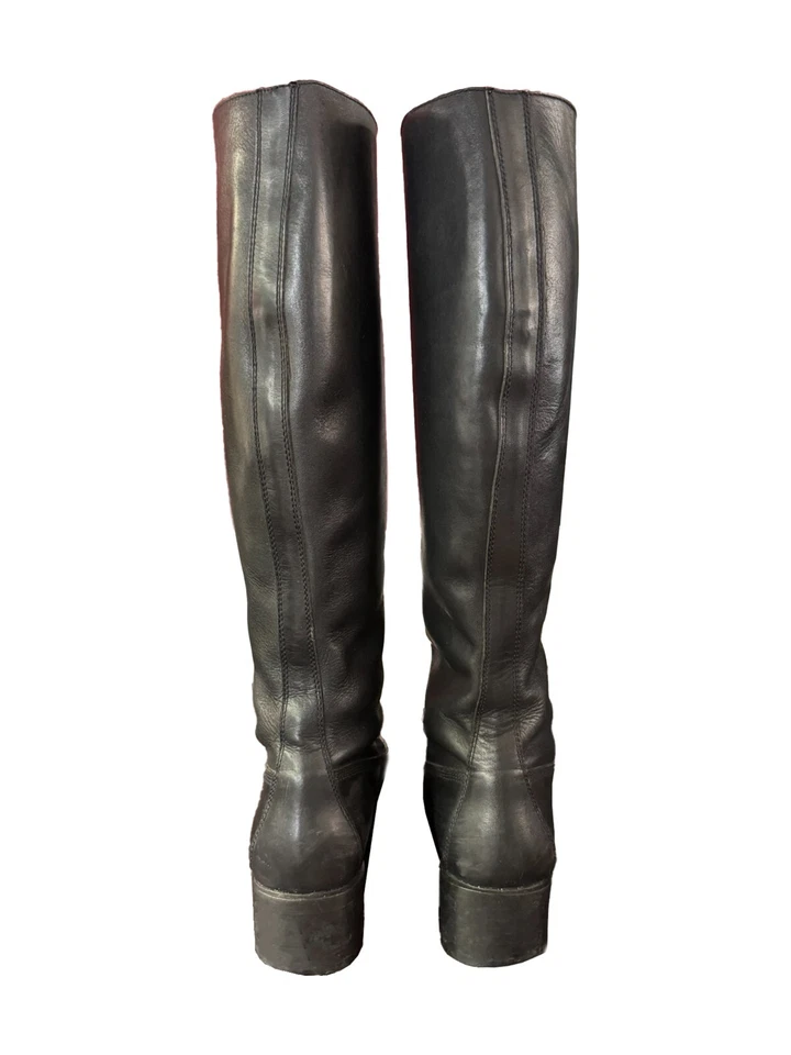 Vintage Leather DKNY tall hook & lace black boots - Image 2 of 4