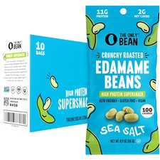 The Only Bean Crunchy Dry Roasted Edamame Snacks (Sea Salt), Keto Snack Food