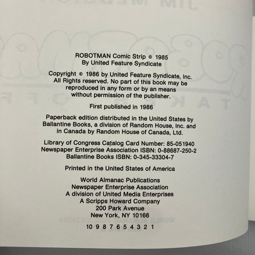 Robotman Takes Off by Jim Meddick First Edition & Printing 1986 PB Comic Strips - Picture 4 of 8