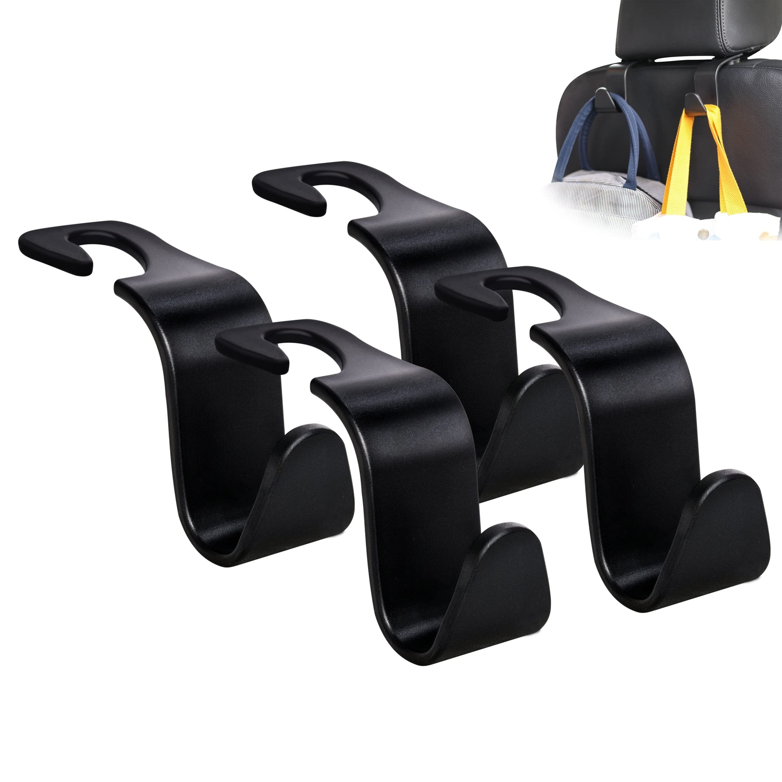 Amooca Car Seat Headrest Hook 4 Pack Hanger Storage Organizer Universal for H...