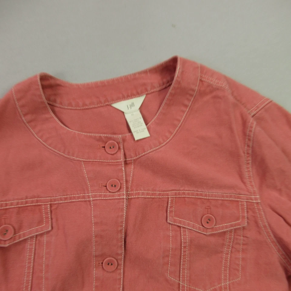 Camisa J Jill Mujer XL Manga Larga Botón Delantero Cuello Redondo Informal Foto 2 de 4