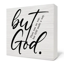 but God Wooden Sign - Christian Inspirational Wooden Box Desk Sign, Religious...