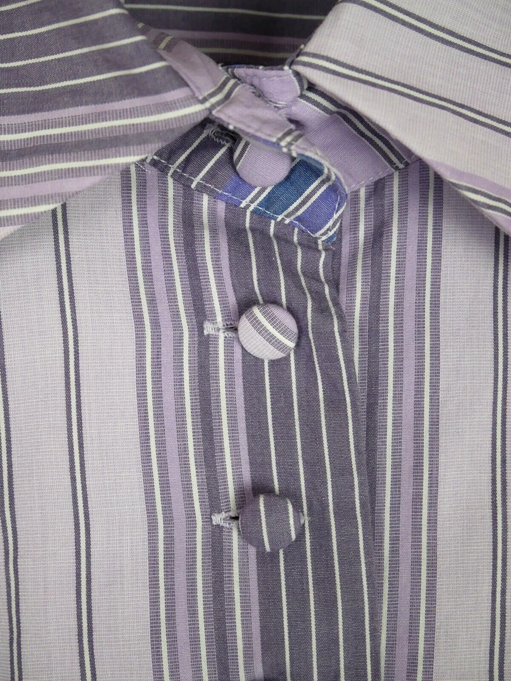 Blusa Camisa Top Vintage Firetrap Púrpura Rayas Recortada Años 90 Y2k Patrón Pequeña 8 10 Foto 4 de 4