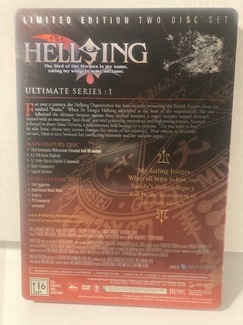 Hellsing Ultimate Series I Vol.1 DVD, 2006) Limited Edition 2-Disc