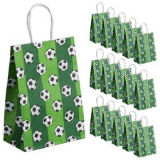 16 Pcs Soccer Party Favor Paper Bags Football Themed Party Gift Bags w/ Handles