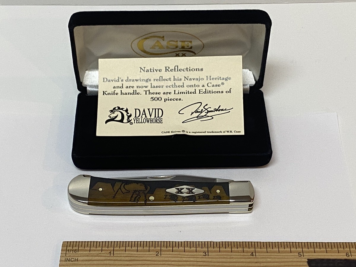 CASE XX DAVID YELLOWHORSE NATIVE REFLECT ANTIQUE TRAPPER 6254