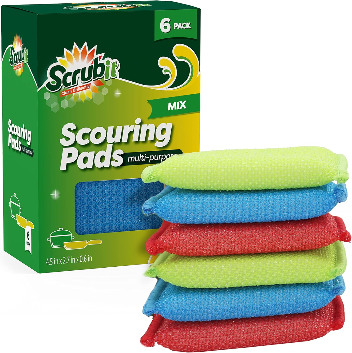 Multi-Purpose Scouring Pad - Non-Scratch Cleaning Sponges for Pots, Pans, Dishes