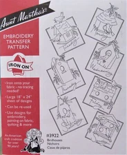 Aunt Martha's 3922 BIRDHOUSES Days of Week Birds Embroidery Transfer Pattern NEW