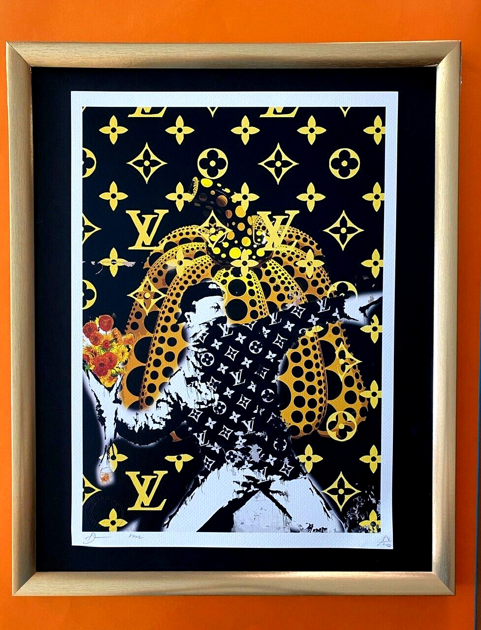 DEATH NYC Hand Signed LARGE Print Framed 16x20in COA POP BAKKSY GRAFFITI KUSAMA