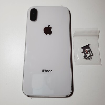 Apple iPhone X Oem Silver Housing Back Glass Frame Battery Door