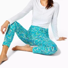 LILLY PULITZER WEEKENDER HIGH RISE LEGGING, TURQUOISE OASIS, OUTTA LINE, NWT, XS