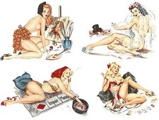 Glamour Pin Up Girls Ladies Overglaze Waterslide Ceramic Decals