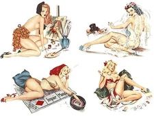 Glamour Pin Up Girls Ladies Overglaze Waterslide Ceramic Decals