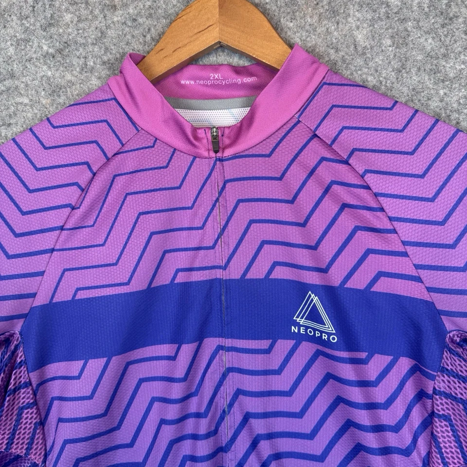 NeoPro Cycling Jersey Adult Unisex XXL Purple Geometric Performance Wicking - Image 3 of 4