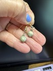 Handcrafted Green Beaded Dangle Hook Drop Earrings with Silver-Tone Accent — photo 1