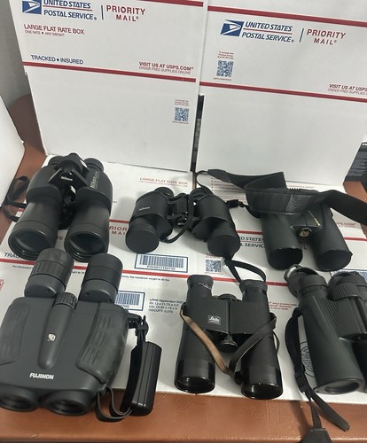Lot of 6 Binoculars - Nikon, Leitz Wetzlar Trinovid, Fujinon