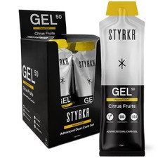 Styrkr GEL50 Energy Gels by Styrkr - 50g of Carbs - Pack of 12 Citrus...