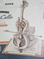 ROKR Magic Cello Mechanical Music Box 3D Wooden Puzzle Model Kit Stem Project