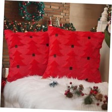 Christmas Pillow Covers 16x16 Inch Set of 2, 16" x 16" Pack of 2 Red Brown