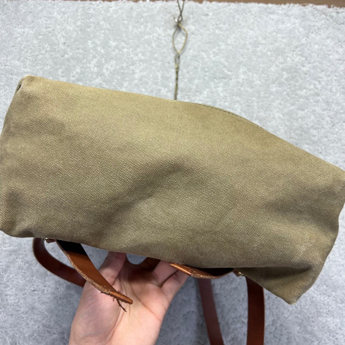 Madewell Charleston Backpack Khaki Green Canvas Leather Trim 