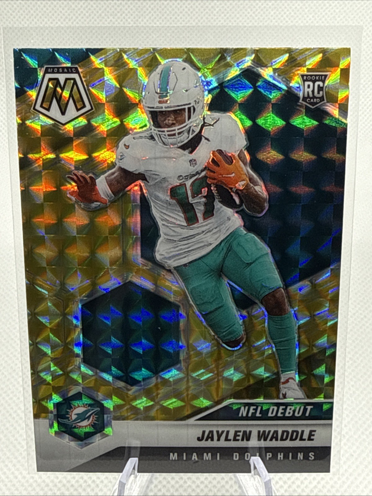 2021 Panini Mosaic - NFL Debut Jaylen Waddle #248 Reactive Yellow Mosaic...