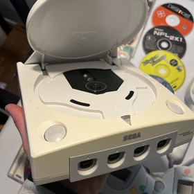 Sega Dreamcast Console And Game Lot X3 Controllers Fishing Rods And More Wow 