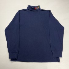 Vtg 90s Disney Mickey Co Mens Turtleneck Shirt M Blue Spellout Logo Embroidery