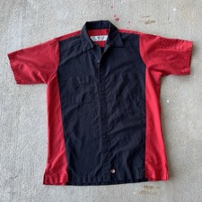 Red Kap Mechanic Workwear Uniform Short Sleeve Shirt Medium Black Red Motorsport