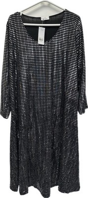 Brandneu Yours schwarz silber Glitzer Kleid Übergröße 26-28 Party Glam Anlass
