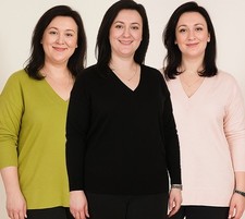 Women Plus Size V-Neck Jumper Oversize Soft Feel Pullover Top