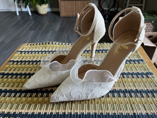 Lulus White Lace Ruffle Bridal Shoes