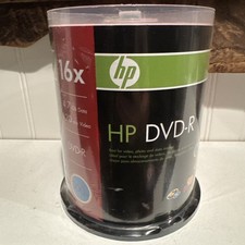 100 HP Blank 16X DVD-R Logo Branded 4.7GB Disc 100 Discs SEALED