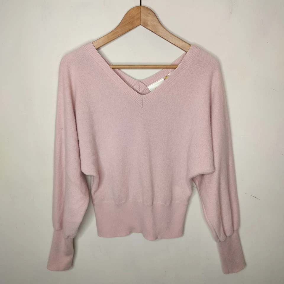 Suéter Anthropologie Maeve Charley Cashmere Relajado Pequeño Rosa Cuello en V Foto 2 de 4