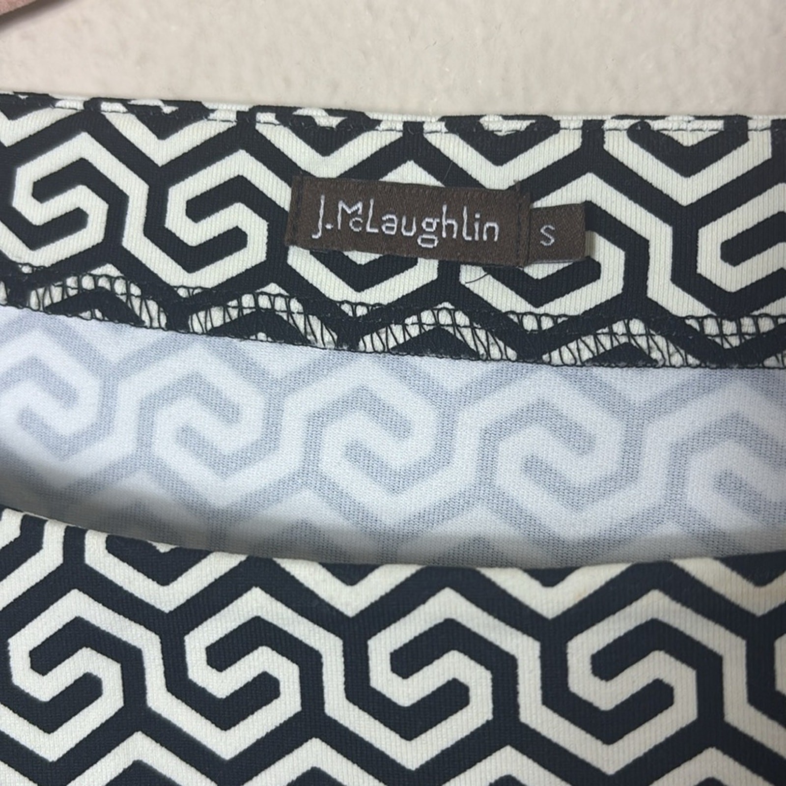 J. McLaughlin Geometric Black White Pattern Blous… - image 3